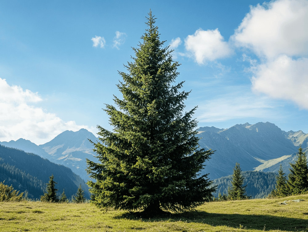 Weißtanne in den Alpen-1000px Weißtanne in den Alpen, aus deren Zweigen das begehrte ätherische Öl gewonnen wird.